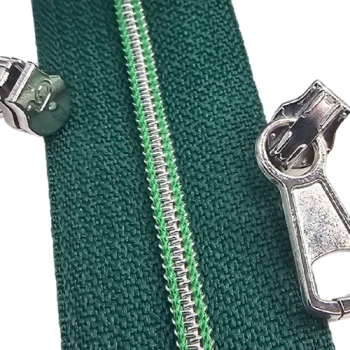 Feiner Reißverschluss Tartan Silber Apfelgrün